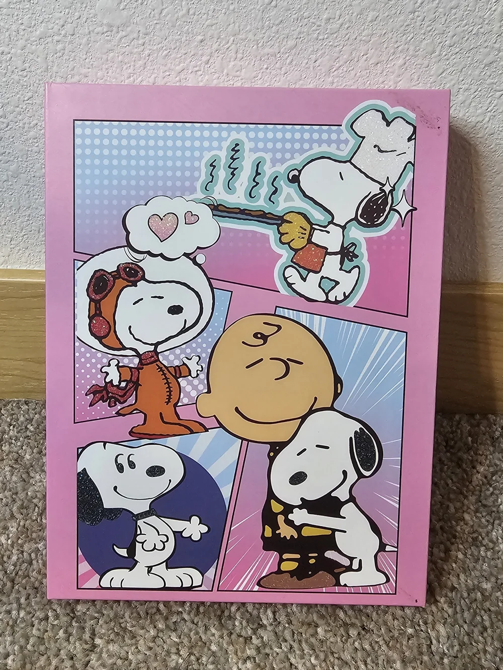 Peanuts Snoopy & Friends Pink Comic Art Print
